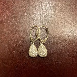 Nadri Pave Diamond Pear Drop Earrings Silver